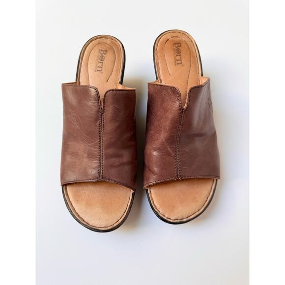 Born Hand Crafted Footwear Partial Leather Mini Wedges Women's 8M - Picture 3 of 10